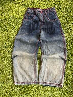 Vitriol Monster Drip Ombre Wash Ultra Wide Leg Jeans